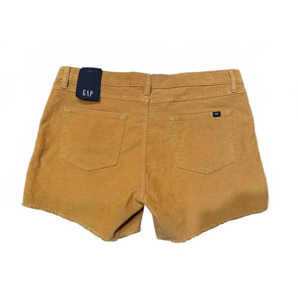 NWT GAP Women's Corduroy Shorts Size 12 Golden Yellow Mustard Frayed Hem - Picture 2 of 6